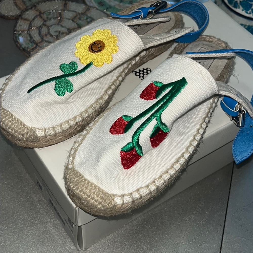 Stella McCartney Blue and White Sandals with Whimsical Design